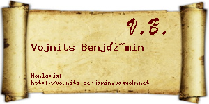 Vojnits Benjámin névjegykártya